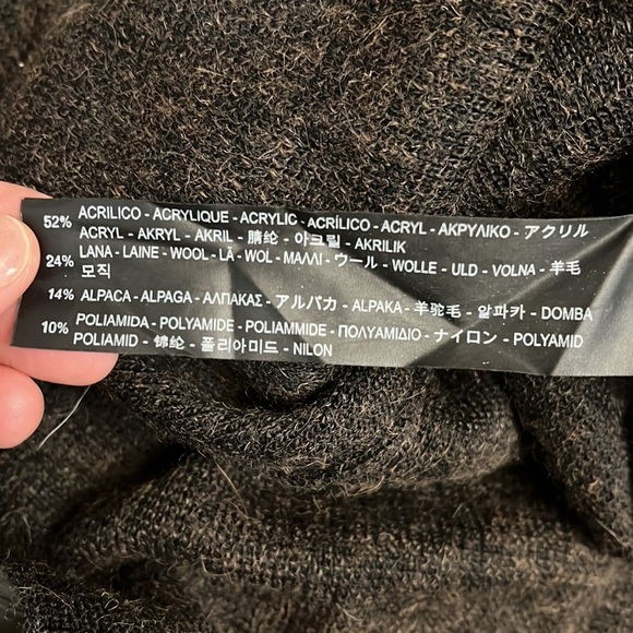 ZARA KNIT ITALIAN BROWN YARN HIGH NECK ASYMMETRIC TUNIC STYLE TOP SMALL - Picture 13 of 13